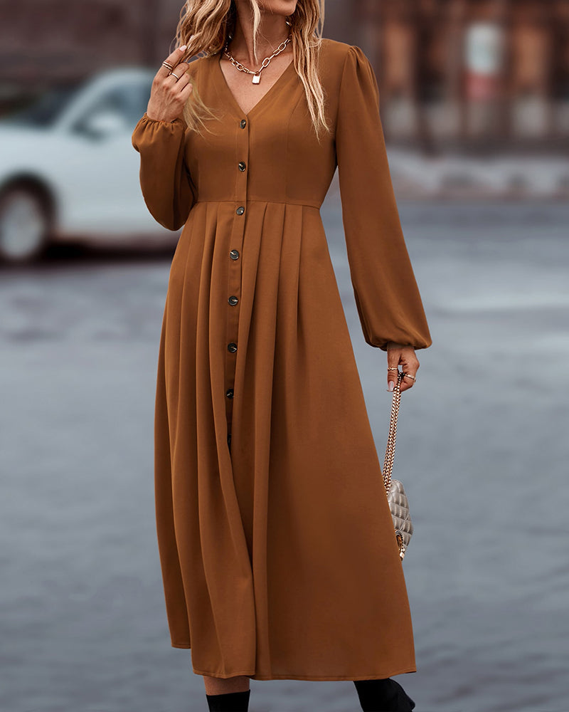 Diana - Rochie elegantă cu decolteu în V și mâneci lungi