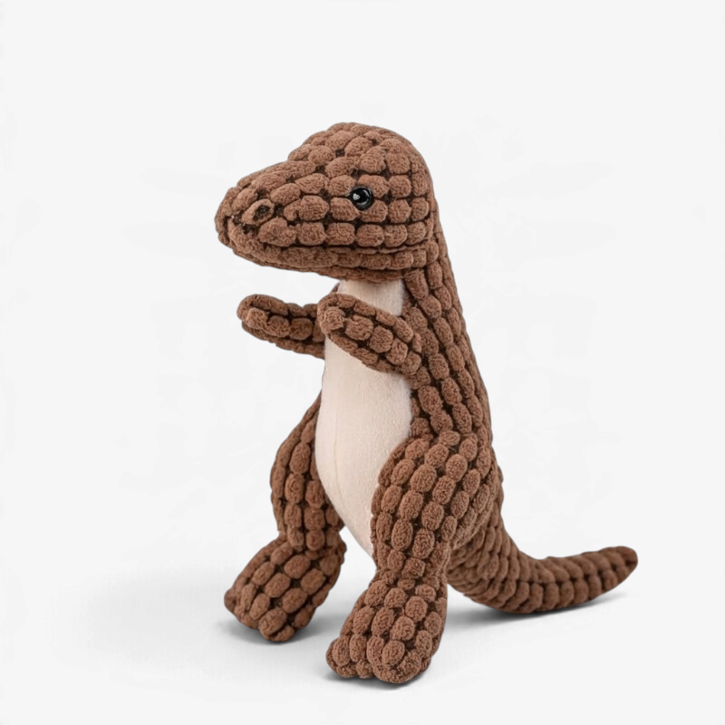 DinoPaws – Giocattolo per cani a forma di dinosauro in peluche con superficie testurizzata per il gioco interattivo