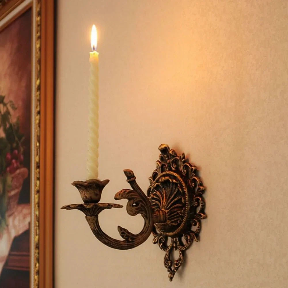 OrnateFlame - Wall Sconce With Forged Iron Design For Taper Candle