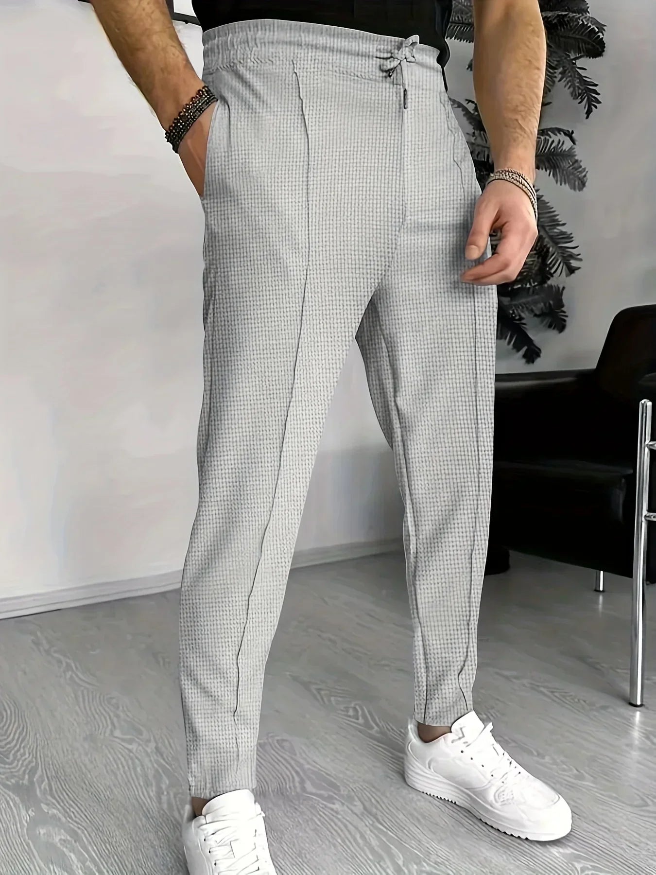 Noah - Pantalon slim fit à carreaux avec taille ajustable