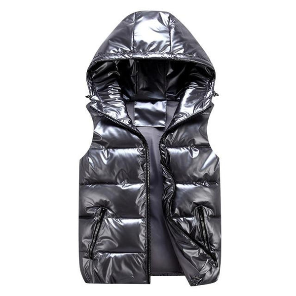 Andrew - Vestă căptușită unisex cu glugă, stilată