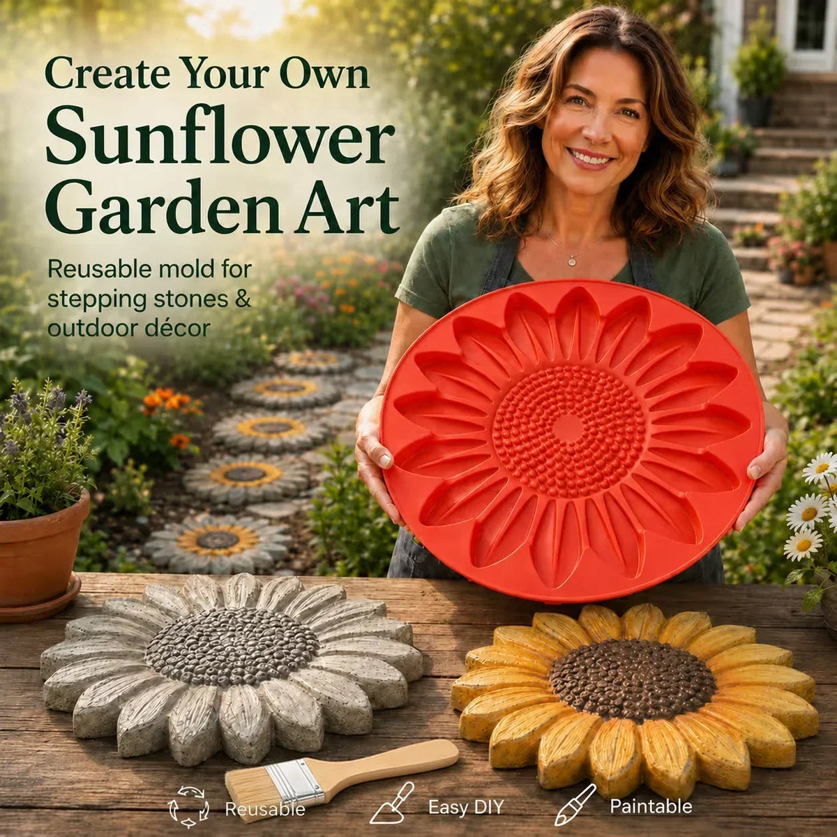 Petalflex - Reusable Mold For Decorative Stones With Sunflower Design
