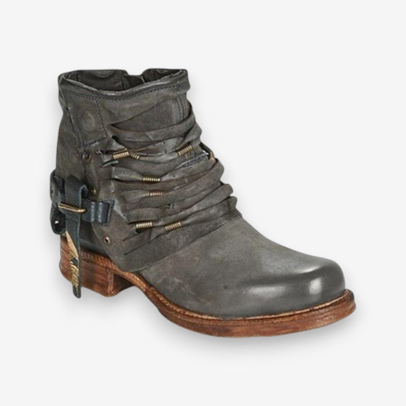 Luma – Bottines à bout rond avec lacets et fermeture éclair
