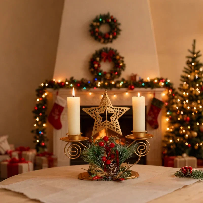 HolidayGlow - Iron Candle Holder With Festive Motifs