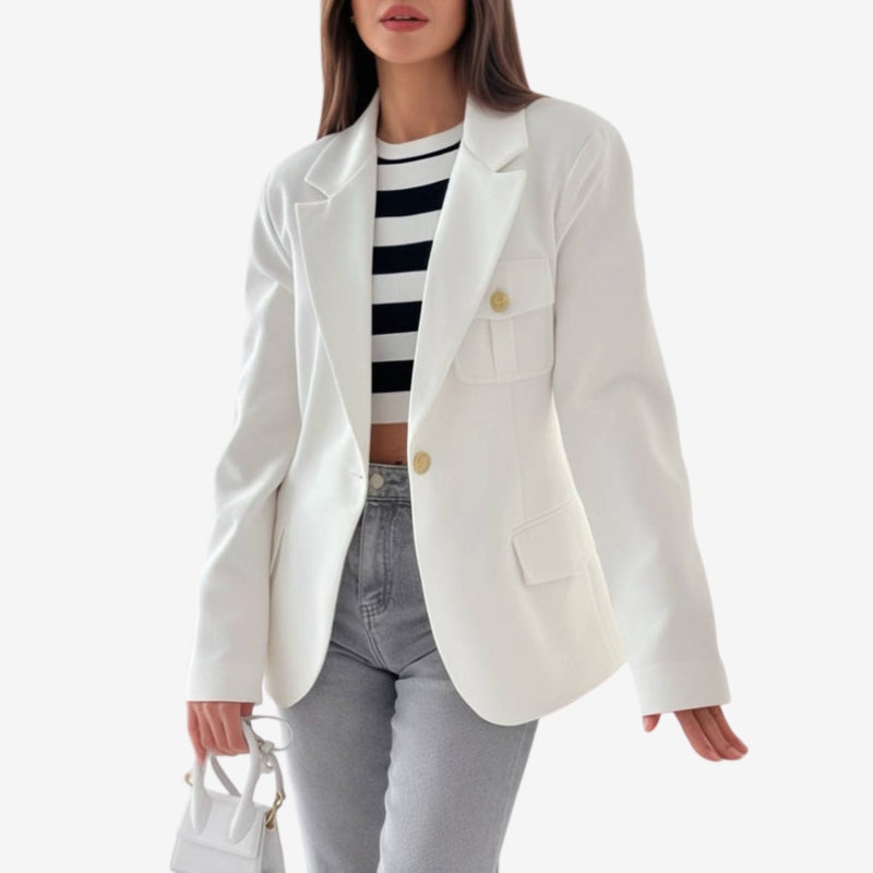 Daisy – Long Sleeve Lapel Collar Blazer with Buttons