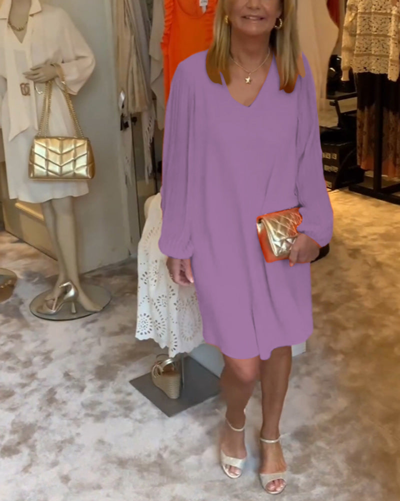 SpringGlow™ - Lantern Sleeve Dress