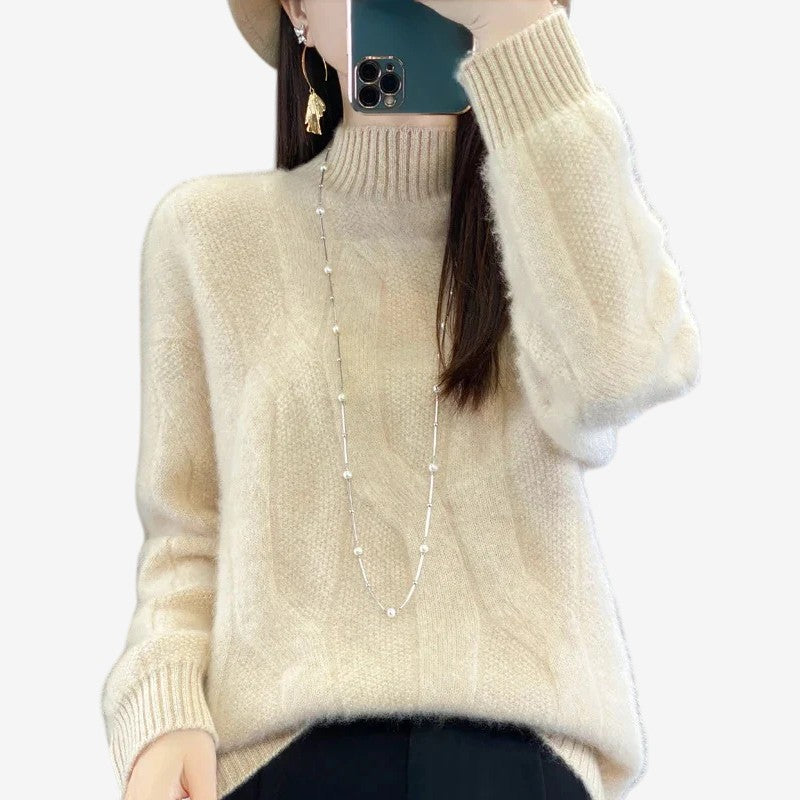 Alara – Maglione a maniche lunghe con vestibilità ampia | Collo mezzo alto per comfort accogliente | Silhouette rilassata per stratificazione casual | Taglie S–5XL | Arancione, Bianco, Kaki, Nero, Rosso, Beige