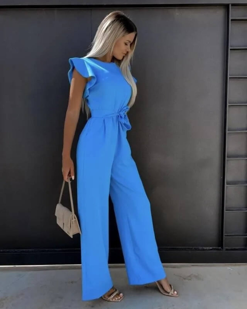 Eva – Combinaison élégante avec détail papillon aux épaules et pantalon large