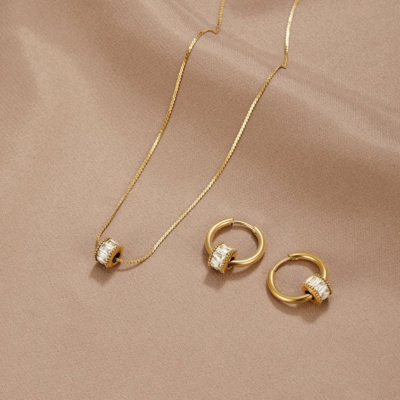 Sophia – Elegant hoop earrings with matching pendant necklace set