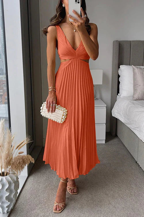 Elegant Maxi Dress with Pleats for Women