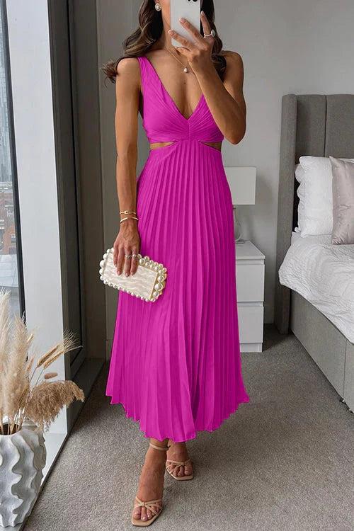 Elegant Maxi Dress with Pleats for Women