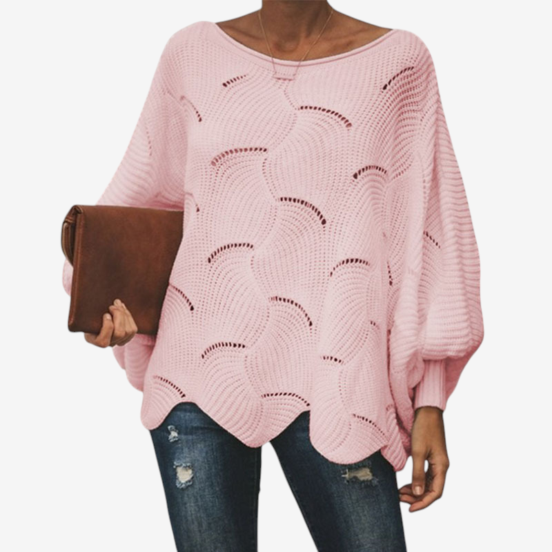 Suéter de punto holgado para mujer con diseño calado