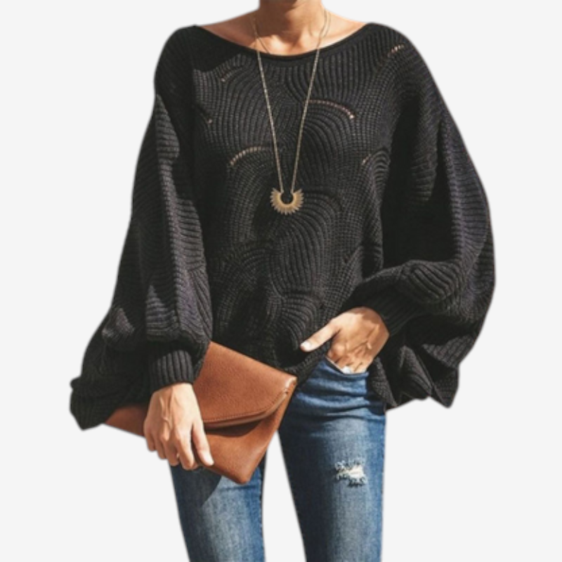 Suéter de punto holgado para mujer con diseño calado