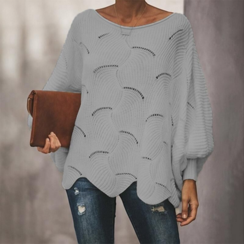 Suéter de punto holgado para mujer con diseño calado