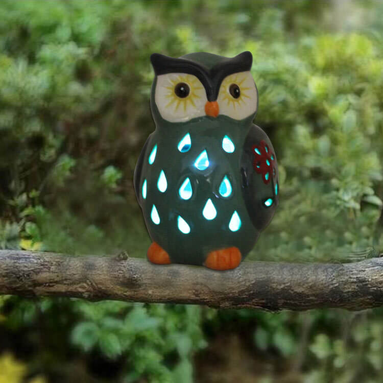 SolarOwl - Lampă ceramică solară de grădină cu LED dimabil