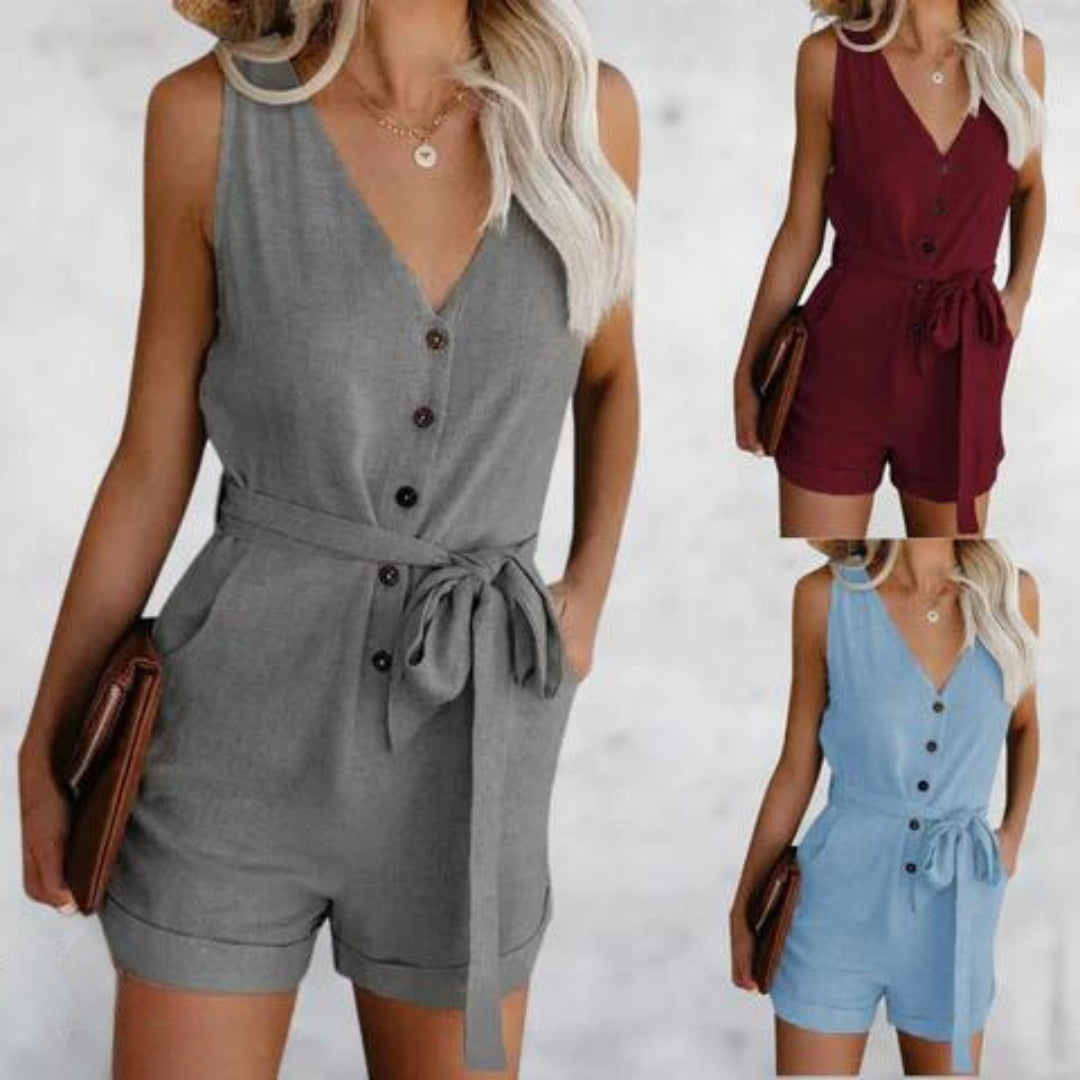 Lena - Romper chic con bottoni e cintura in vita che valorizza la figura