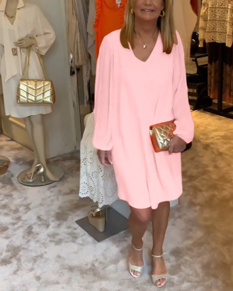 SpringGlow™ - Lantern Sleeve Dress