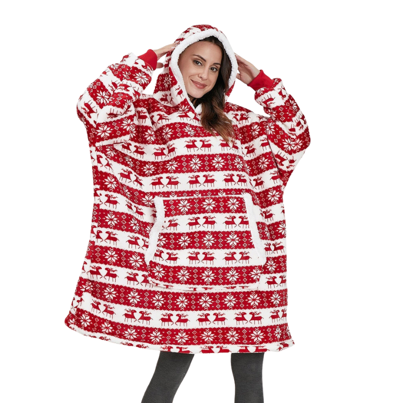 Sophie – Couverture oversize à capuche, manches longues et poches