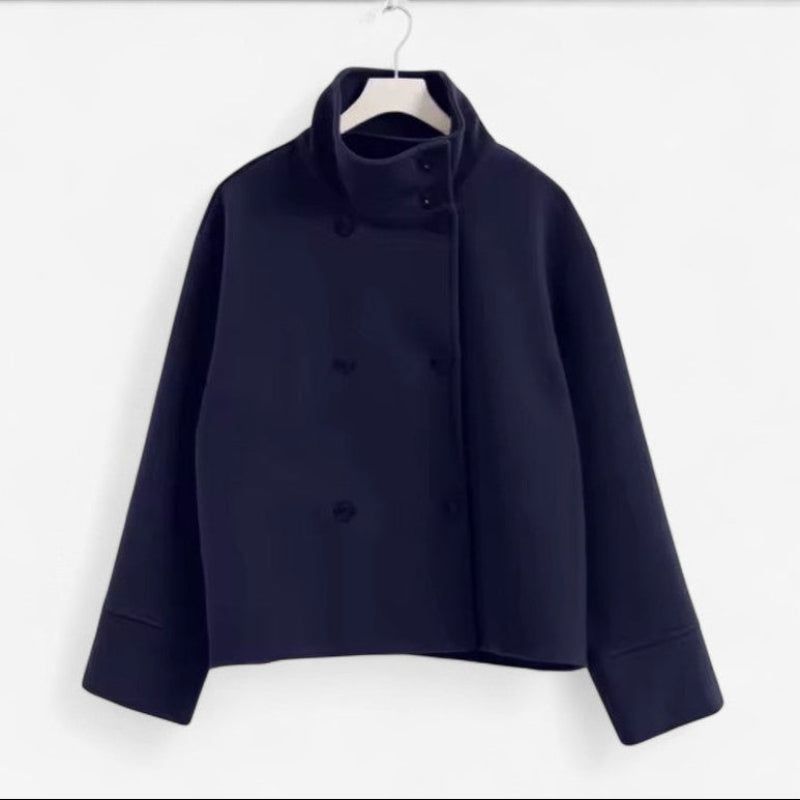 Leony – Single-breasted Coat with Stand-Up Collar and Long Sleeves