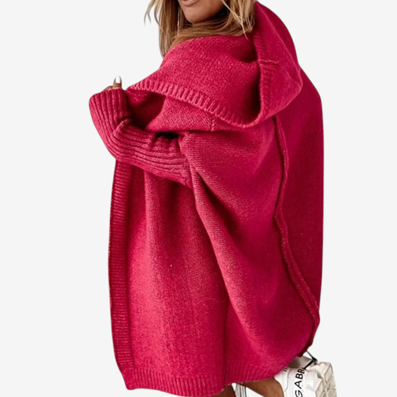 Cardigan lavorato a maglia con cappuccio da donna