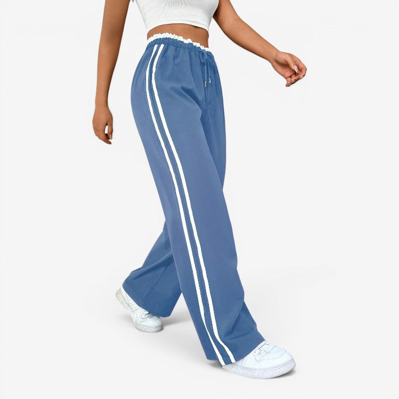Dámské volnočasové kalhoty s širokými nohavicemi a stahovacím pasem na šňůrku