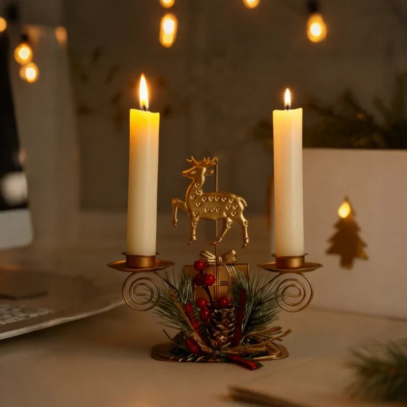 HolidayGlow - Iron Candle Holder With Festive Motifs