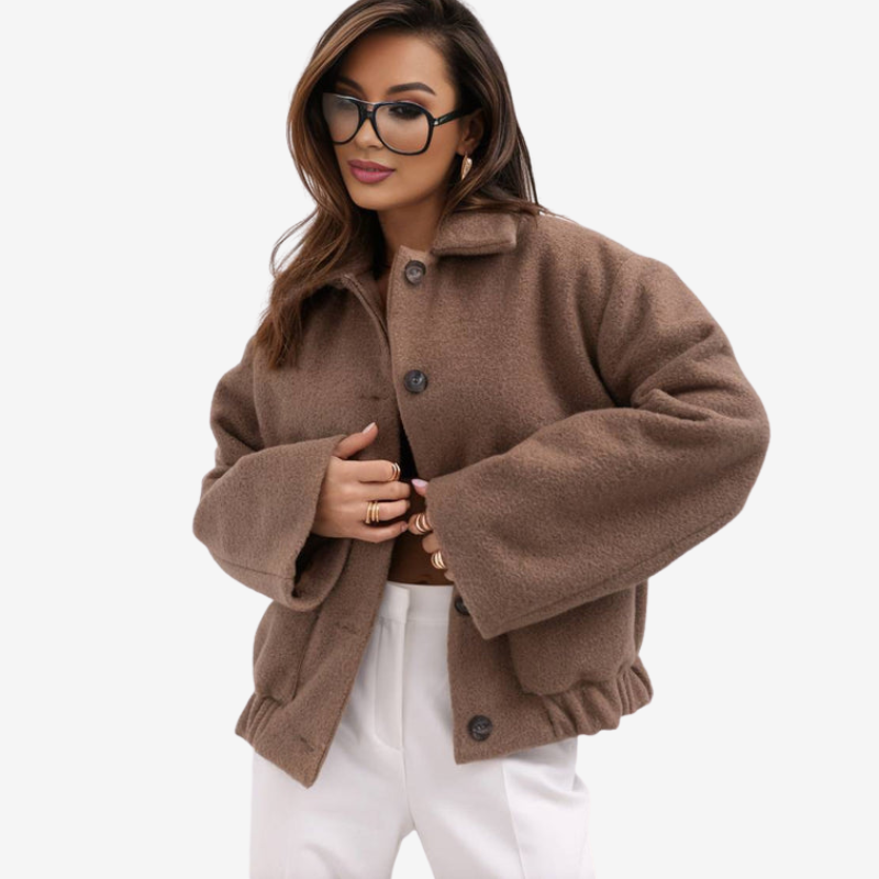 Addison - Long sleeve coat with turn down collar