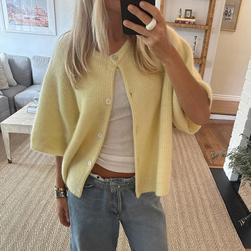 Isla – Gilet tendance à manches courtes et col rond classique