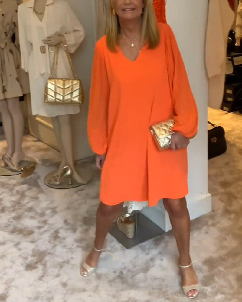 SpringGlow™ - Lantern Sleeve Dress
