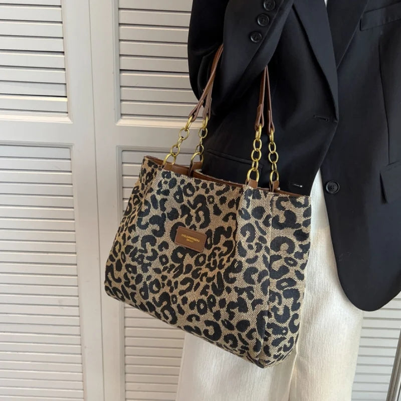 Olivia – Large Capacity Leopard Print Shoulder Bag | Adjustable Strap for Comfortable Wear | Durable Everyday Design | Standard Size | Khaki