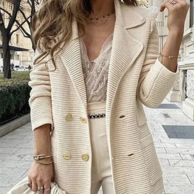 Amber – Manteau à manches longues avec col et double boutonnage