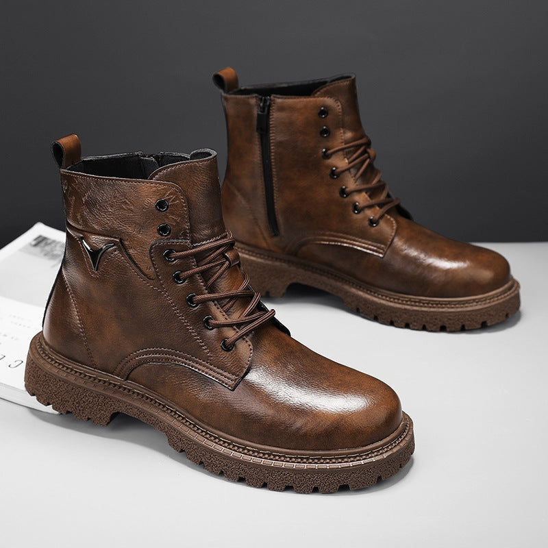 Jayden – Thick Sole Lace-Up Boots with Round Toe | Adjustable Secure Fit for Everyday Wear | Stable Support for Walking | Sizes 38–45 | Brown, Black