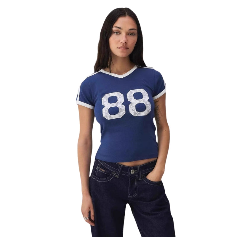 Elena – Tricou cu Mâneci Scurte și Guler în V