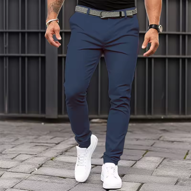 Pantaloni casual bărbătești slim fit cu buzunare laterale