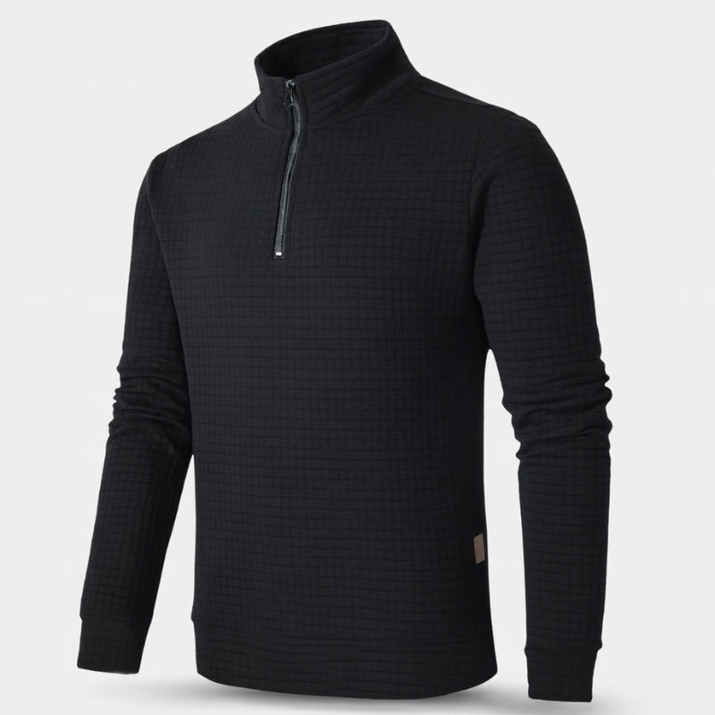 Alexander - Lange Mouwen Trui met Kwart Rits en Slim Fit Design