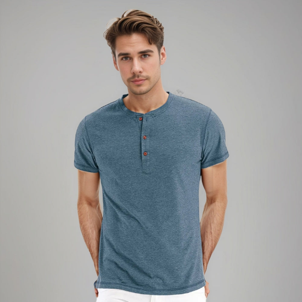 Stefan - Koszulka Henley Slim Fit z krótkim rękawem