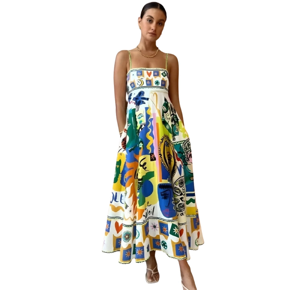 Gabriella - Printed sleeveless dress with spaghetti straps
