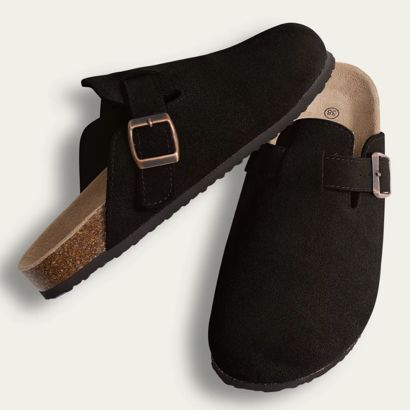 Women's Round Toe Clogs with Buckle Detail