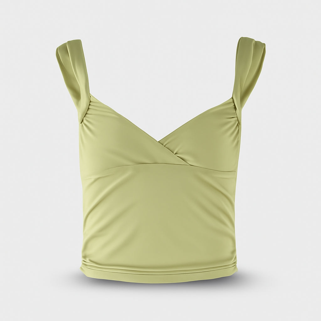 Marijke - Top Smanicato con Scollo a V e Design Schiena Scoperta