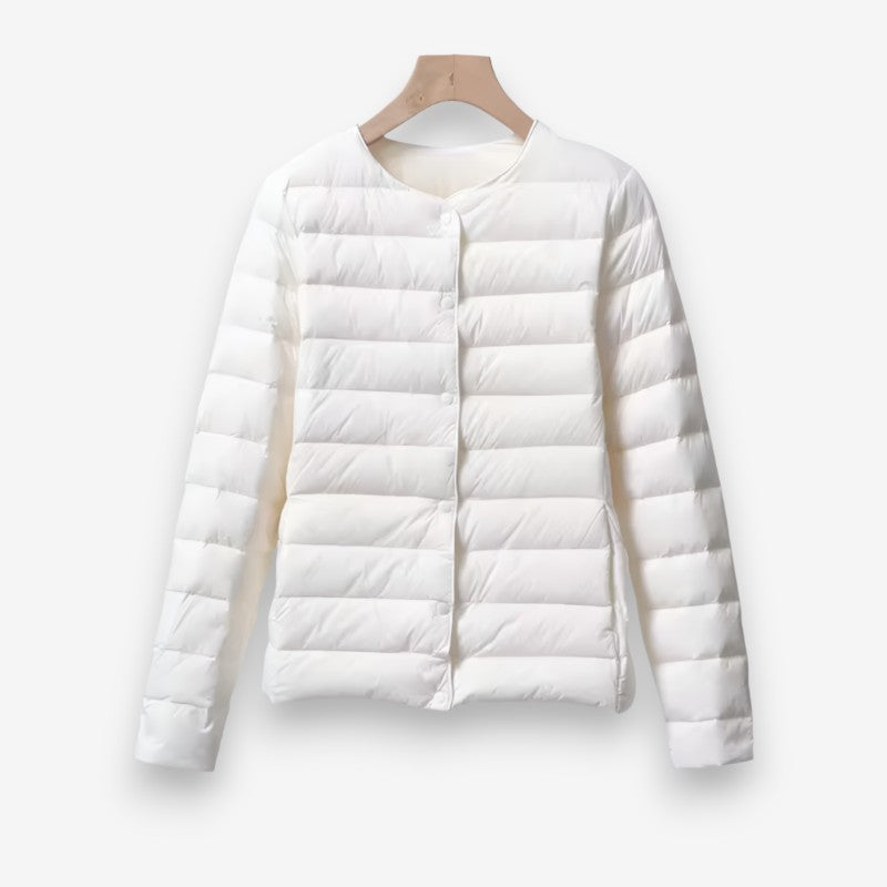 Orla – Long Sleeve Puffer Jacket With Round Neck And Buttons