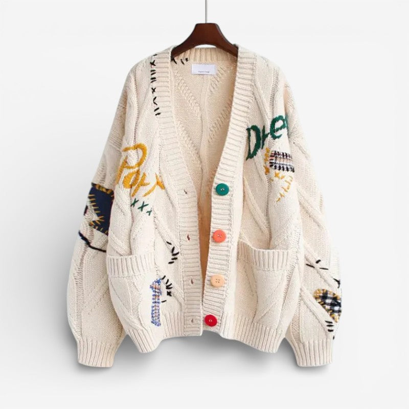 Freya – Loose Fit Printed Cardigan with Pockets and Long Sleeve