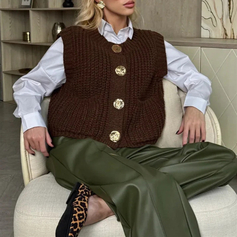 Maelis – Gilet senza maniche con tasche e bottoni