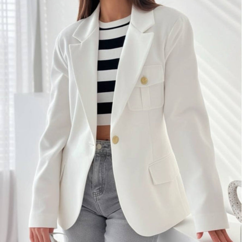 Daisy – Long Sleeve Lapel Collar Blazer with Buttons
