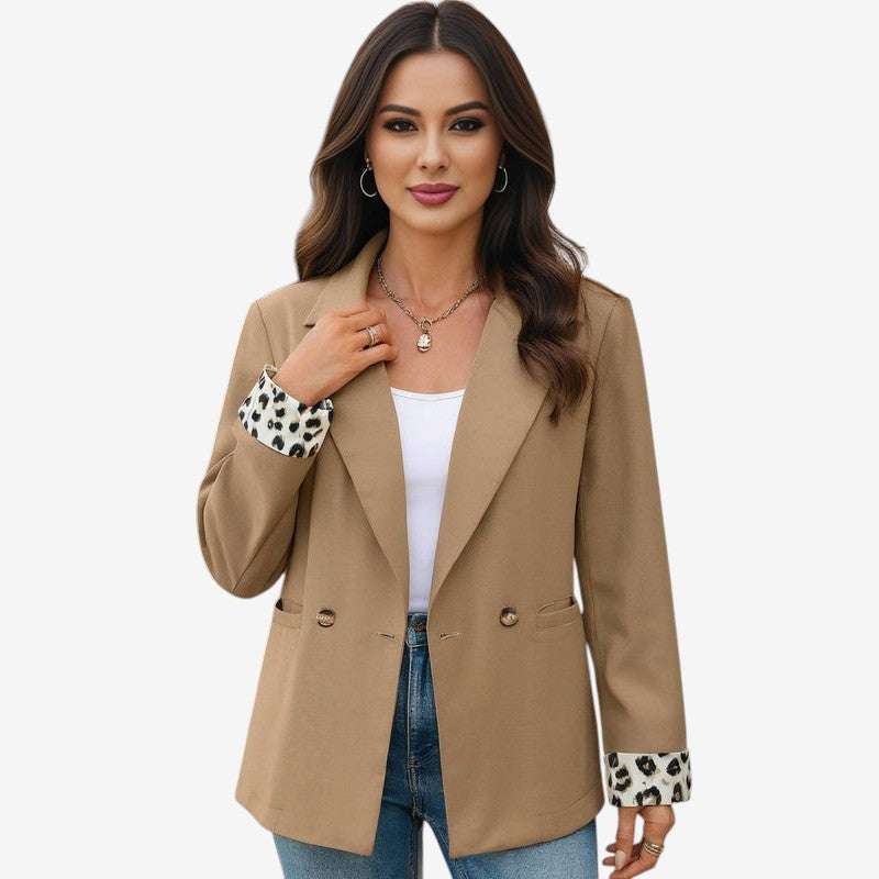 Alethea - Long Sleeve Blazer with Lapel Collar