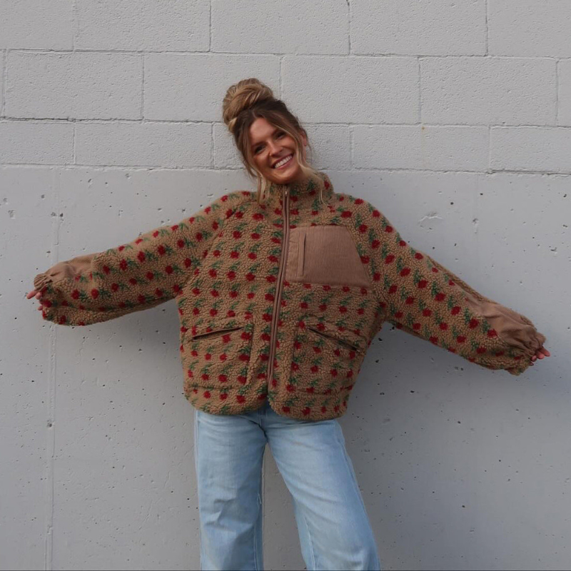 Carolyn - Cappotto a maniche lunghe con chiusura a cerniera e tasche laterali