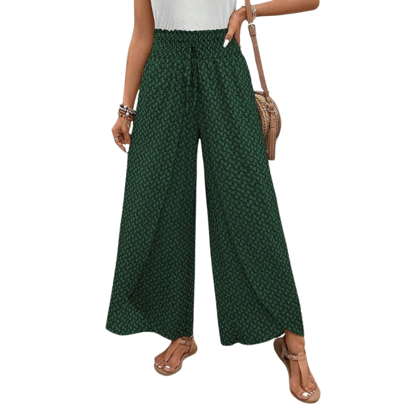 Alice – Wide-Leg Pants with Elastic Waist and Geometric Pattern