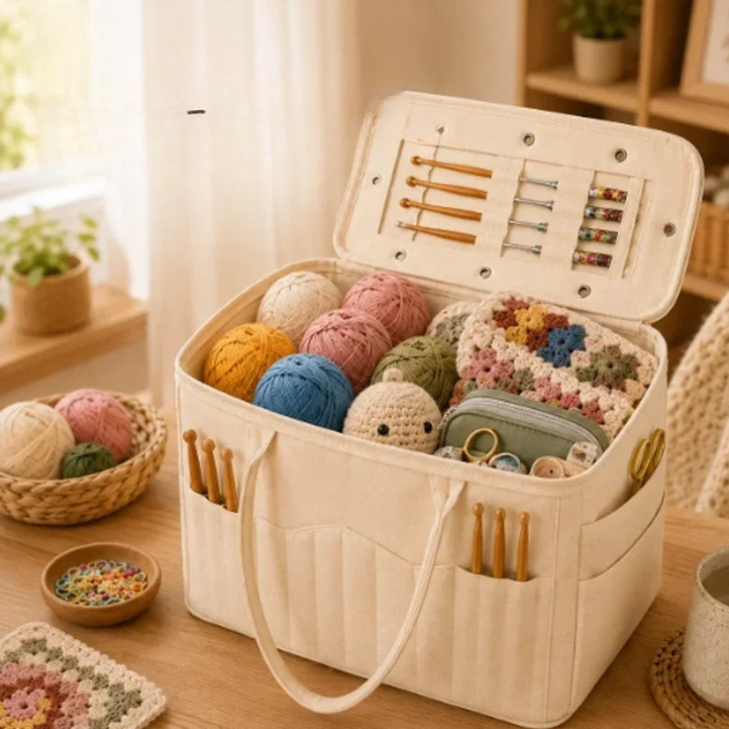 Yarnpath - Canvas Storage Bag With Metal Yarn Guides