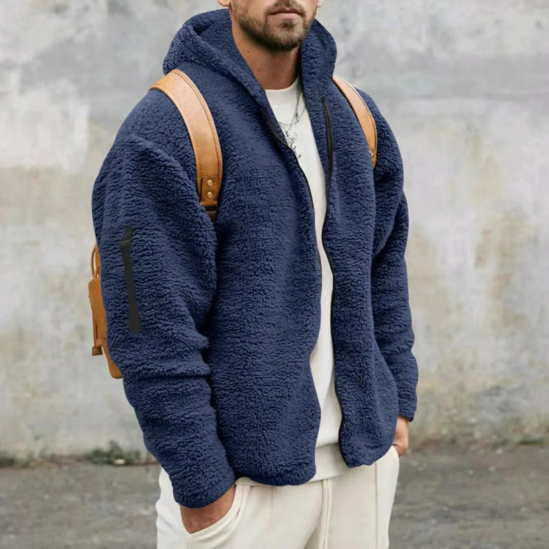 Connor - oboustranná mikina s kapucí a zapínáním na zip | dlouhý rukáv pro každodenní nošení | velikosti S–3XL | šedá, modrá, černá, khaki