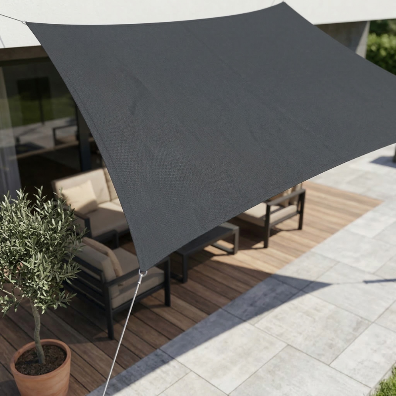 Rectangular Outdoor Sunshade with Rope Attachment