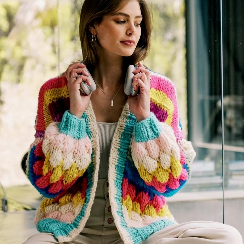 Angela - Cardigan tricotat cu mâneci lungi și deschidere frontală